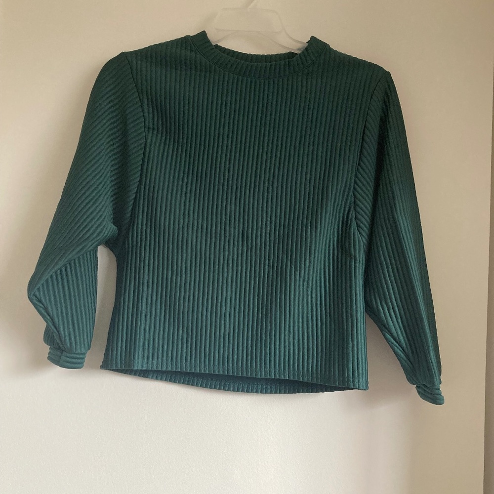 Shein Green Ribbed blouse
